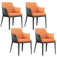 Upholstered Dining Chairs Faux Leather Arm Chairs with Metal Base Orange 4 Piece Set Clearhalo 'Dining Chairs' 'Dining Tables & Seating' 'dining_chair' 'furn' 'furn_dining_chair' 'Furniture' 'Kitchen & Dining Furniture' 6962392