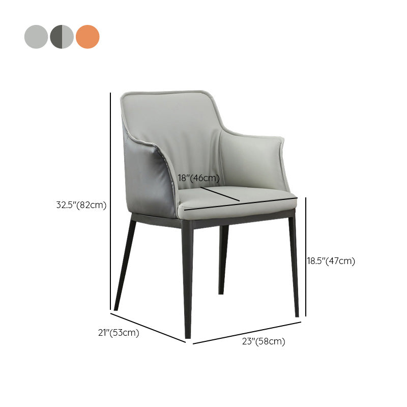 Upholstered Dining Chairs Faux Leather Arm Chairs with Metal Base Clearhalo 'Dining Chairs' 'Dining Tables & Seating' 'dining_chair' 'furn' 'furn_dining_chair' 'Furniture' 'Kitchen & Dining Furniture' 6962399