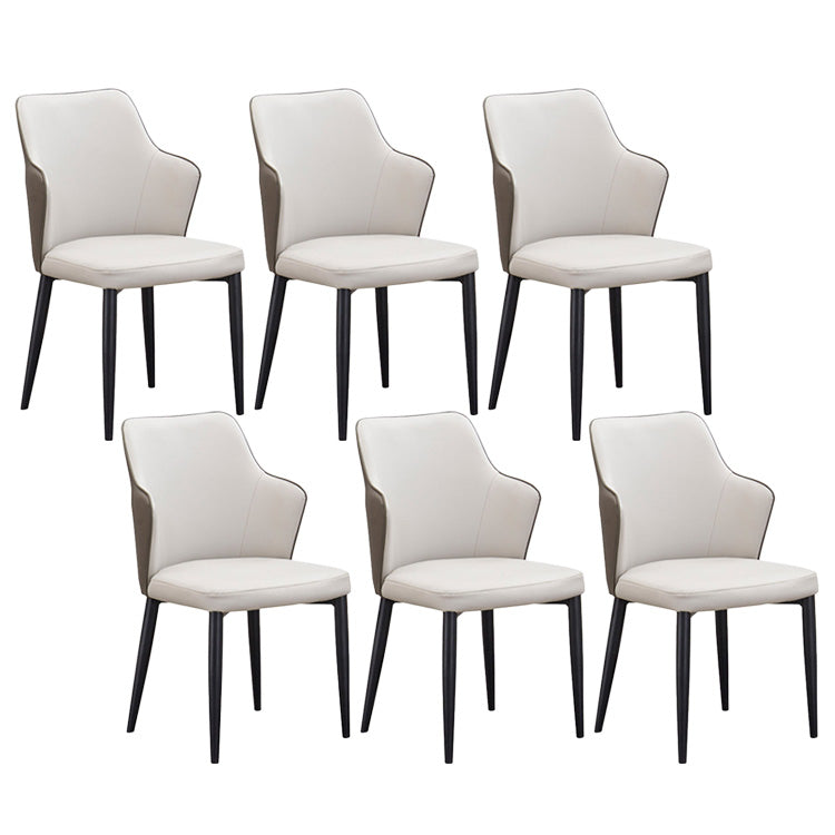 Faux Leather Dining Chairs Wingback Side Chair with Metal Legs 6 Piece Set Clearhalo 'Dining Chairs' 'Dining Tables & Seating' 'dining_chair' 'furn' 'furn_dining_chair' 'Furniture' 'Kitchen & Dining Furniture' 6962404