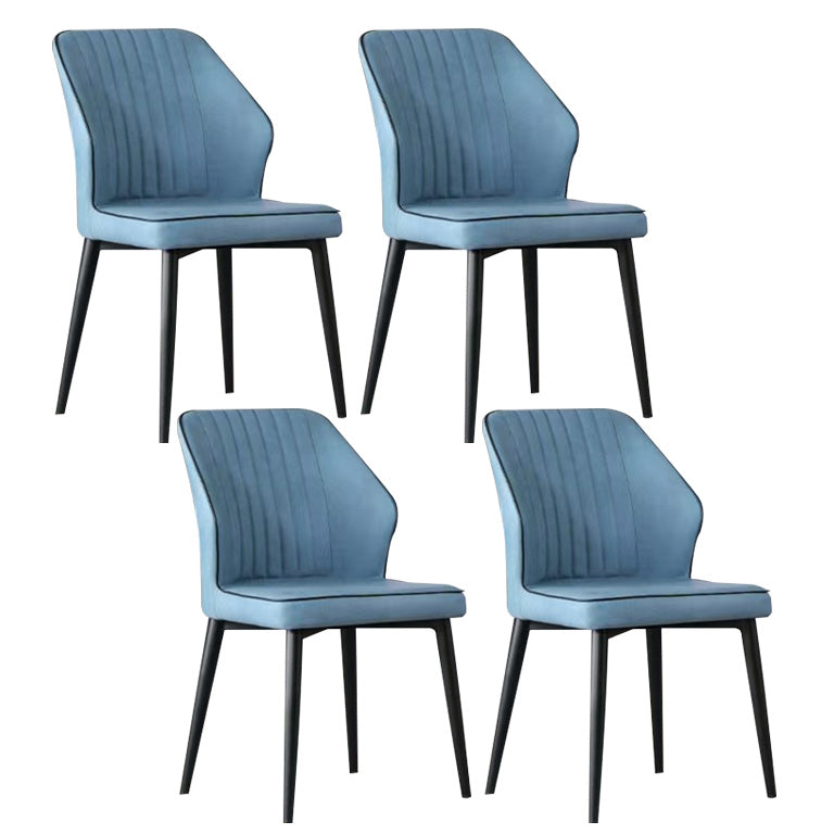 Faux Leather Dining Chairs Upholstered Chairs with Metal Legs