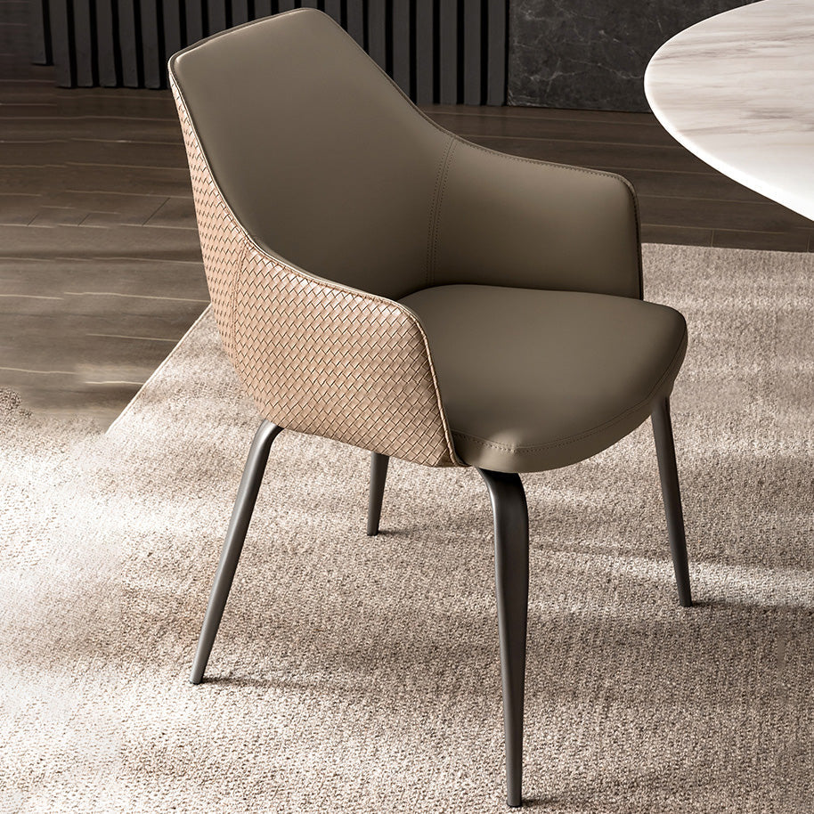 Faux Leather Dining Chairs Upholstered Arm Chairs with Metal Base Clearhalo 'Dining Chairs' 'Dining Tables & Seating' 'dining_chair' 'furn' 'furn_dining_chair' 'Furniture' 'Kitchen & Dining Furniture' 6962435