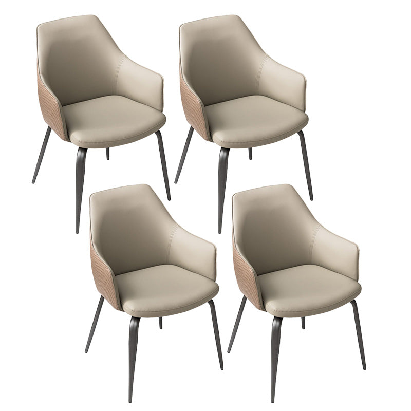 Faux Leather Dining Chairs Upholstered Arm Chairs with Metal Base Gray 4 Piece Set Clearhalo 'Dining Chairs' 'Dining Tables & Seating' 'dining_chair' 'furn' 'furn_dining_chair' 'Furniture' 'Kitchen & Dining Furniture' 6962436