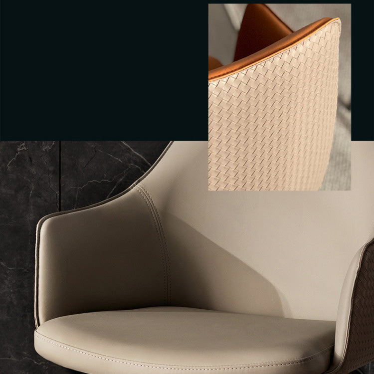 Faux Leather Dining Chairs Upholstered Arm Chairs with Metal Base Clearhalo 'Dining Chairs' 'Dining Tables & Seating' 'dining_chair' 'furn' 'furn_dining_chair' 'Furniture' 'Kitchen & Dining Furniture' 6962439