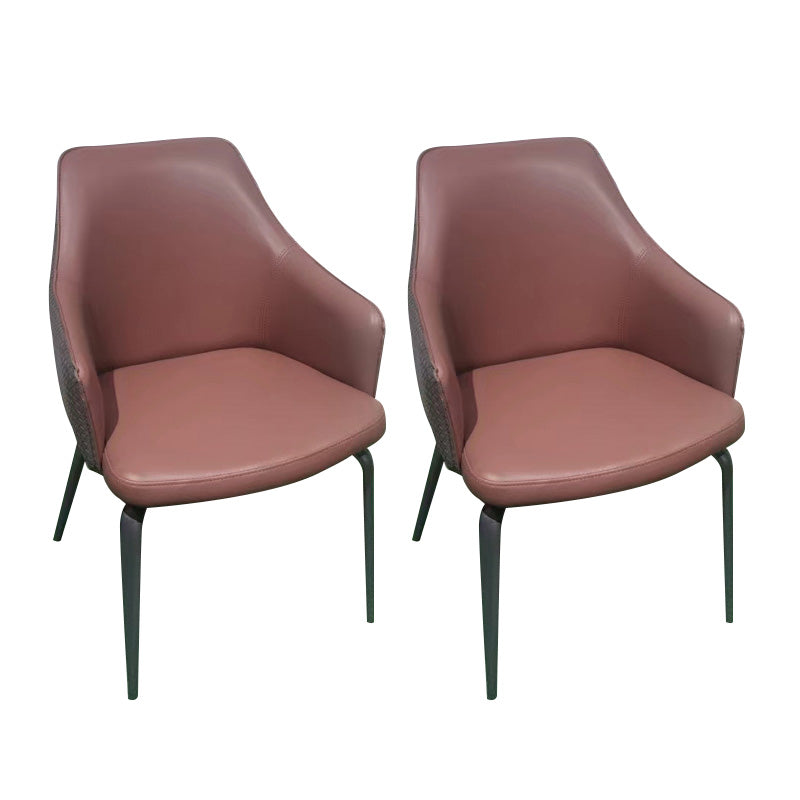 Faux Leather Dining Chairs Upholstered Arm Chairs with Metal Base Claret 2 Piece Set Clearhalo 'Dining Chairs' 'Dining Tables & Seating' 'dining_chair' 'furn' 'furn_dining_chair' 'Furniture' 'Kitchen & Dining Furniture' 6962441