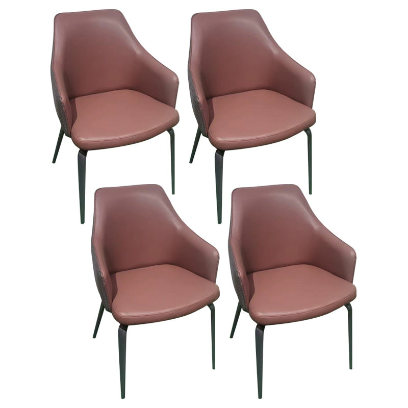 Faux Leather Dining Chairs Upholstered Arm Chairs with Metal Base Claret 4 Piece Set Clearhalo 'Dining Chairs' 'Dining Tables & Seating' 'dining_chair' 'furn' 'furn_dining_chair' 'Furniture' 'Kitchen & Dining Furniture' 6962444