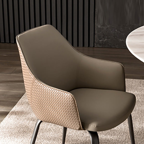 Faux Leather Dining Chairs Upholstered Arm Chairs with Metal Base Clearhalo 'Dining Chairs' 'Dining Tables & Seating' 'dining_chair' 'furn' 'furn_dining_chair' 'Furniture' 'Kitchen & Dining Furniture' 6962445