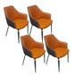 Faux Leather Dining Chairs Upholstered Arm Chairs with Metal Base Orange 4 Piece Set Clearhalo 'Dining Chairs' 'Dining Tables & Seating' 'dining_chair' 'furn' 'furn_dining_chair' 'Furniture' 'Kitchen & Dining Furniture' 6962449