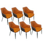 Faux Leather Dining Chairs Upholstered Arm Chairs with Metal Base Orange 6 Piece Set Clearhalo 'Dining Chairs' 'Dining Tables & Seating' 'dining_chair' 'furn' 'furn_dining_chair' 'Furniture' 'Kitchen & Dining Furniture' 6962450