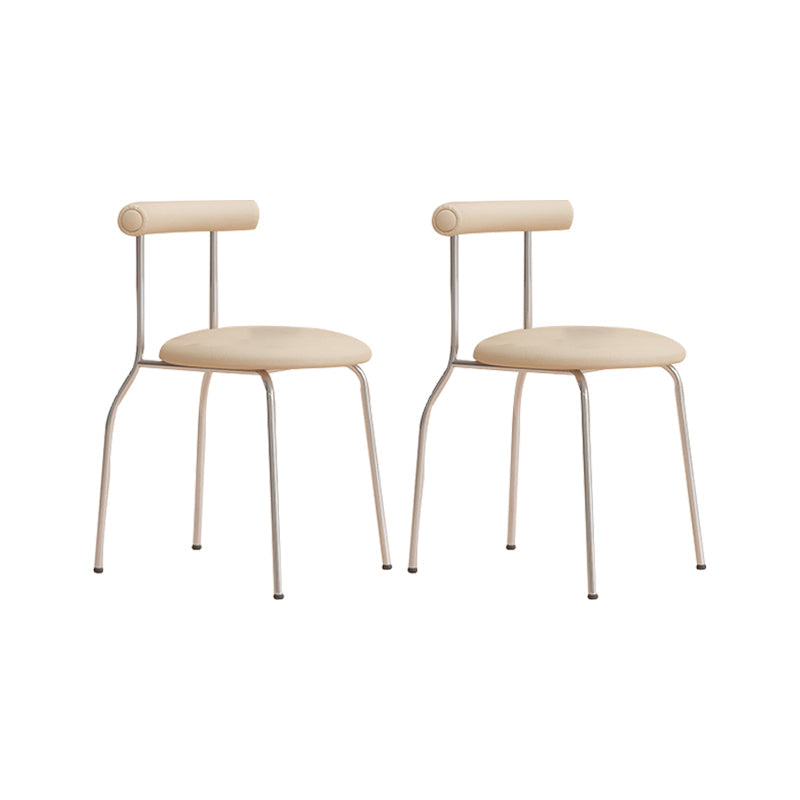 Modern Leather Side Chair Open Back Indoor Dining Chair for Home Off-White 2 Piece Set Clearhalo 'Dining Chairs' 'Dining Tables & Seating' 'dining_chair' 'furn' 'furn_dining_chair' 'Furniture' 'Kitchen & Dining Furniture' 6962482