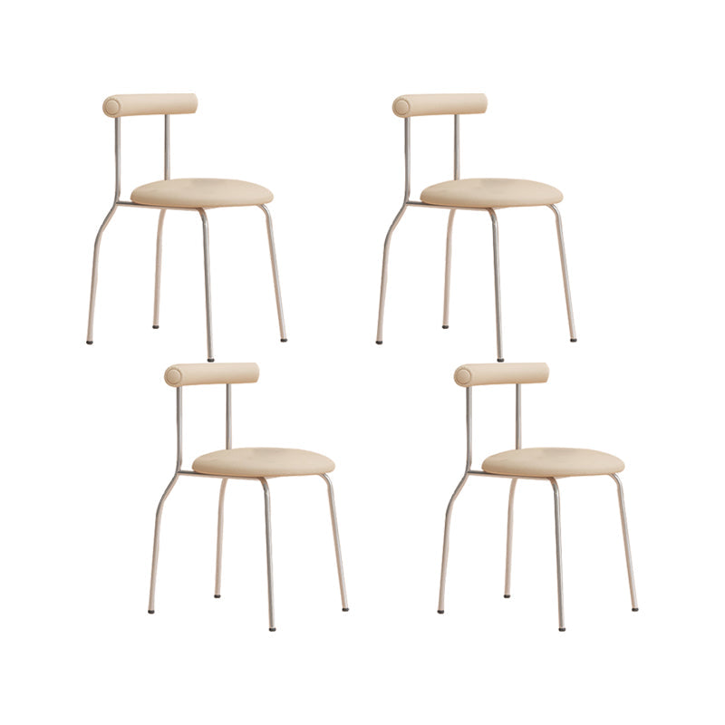 Modern Leather Side Chair Open Back Indoor Dining Chair for Home Off-White 4 Piece Set Clearhalo 'Dining Chairs' 'Dining Tables & Seating' 'dining_chair' 'furn' 'furn_dining_chair' 'Furniture' 'Kitchen & Dining Furniture' 6962483