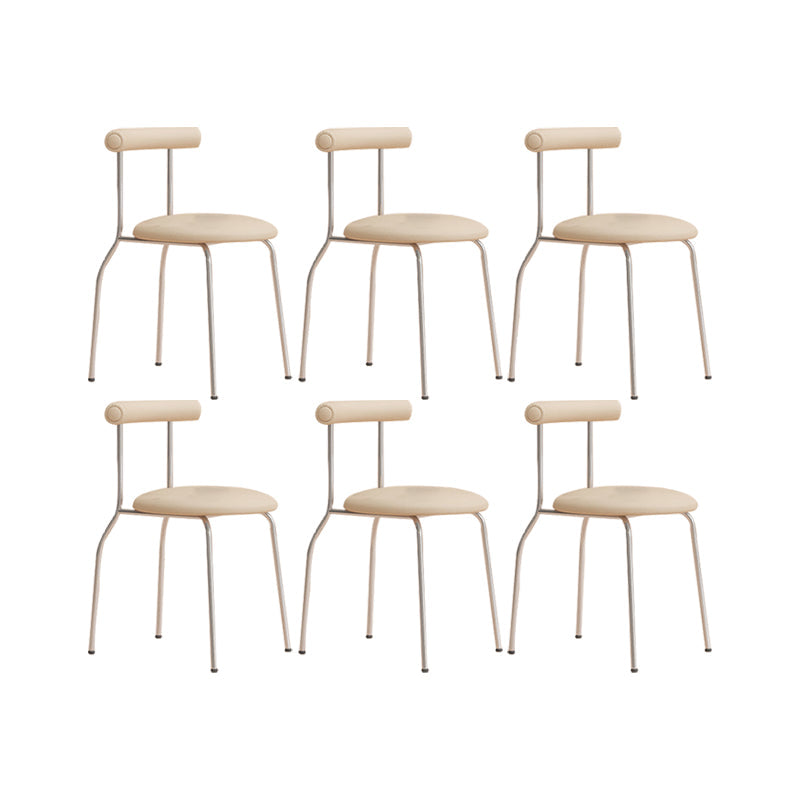 Modern Leather Side Chair Open Back Indoor Dining Chair for Home Off-White 6 Piece Set Clearhalo 'Dining Chairs' 'Dining Tables & Seating' 'dining_chair' 'furn' 'furn_dining_chair' 'Furniture' 'Kitchen & Dining Furniture' 6962486