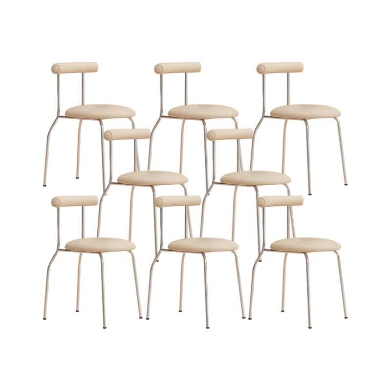 Modern Leather Side Chair Open Back Indoor Dining Chair for Home Off-White 8 Piece Set Clearhalo 'Dining Chairs' 'Dining Tables & Seating' 'dining_chair' 'furn' 'furn_dining_chair' 'Furniture' 'Kitchen & Dining Furniture' 6962487