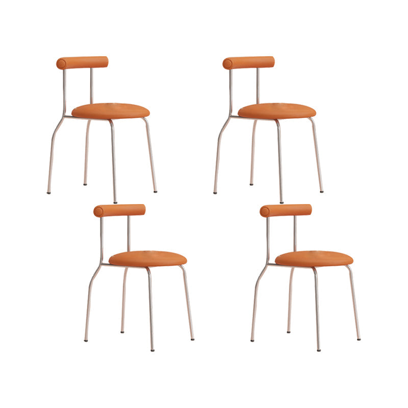 Modern Leather Side Chair Open Back Indoor Dining Chair for Home Brown 4 Piece Set Clearhalo 'Dining Chairs' 'Dining Tables & Seating' 'dining_chair' 'furn' 'furn_dining_chair' 'Furniture' 'Kitchen & Dining Furniture' 6962494