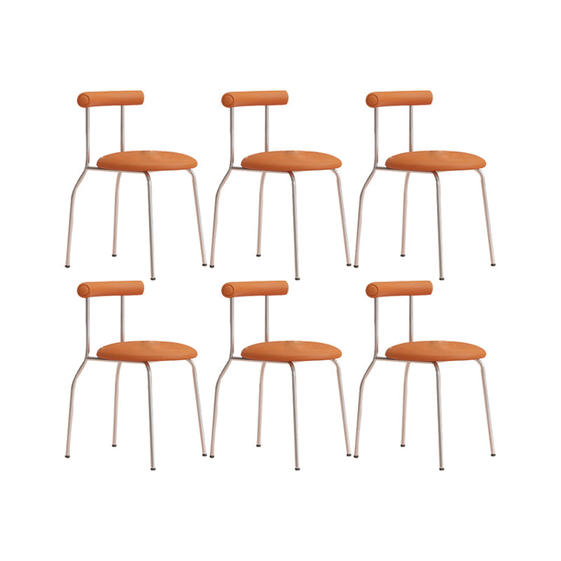 Modern Leather Side Chair Open Back Indoor Dining Chair for Home Brown 6 Piece Set Clearhalo 'Dining Chairs' 'Dining Tables & Seating' 'dining_chair' 'furn' 'furn_dining_chair' 'Furniture' 'Kitchen & Dining Furniture' 6962495
