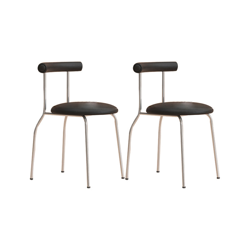 Modern Leather Side Chair Open Back Indoor Dining Chair for Home Black 2 Piece Set Clearhalo 'Dining Chairs' 'Dining Tables & Seating' 'dining_chair' 'furn' 'furn_dining_chair' 'Furniture' 'Kitchen & Dining Furniture' 6962500