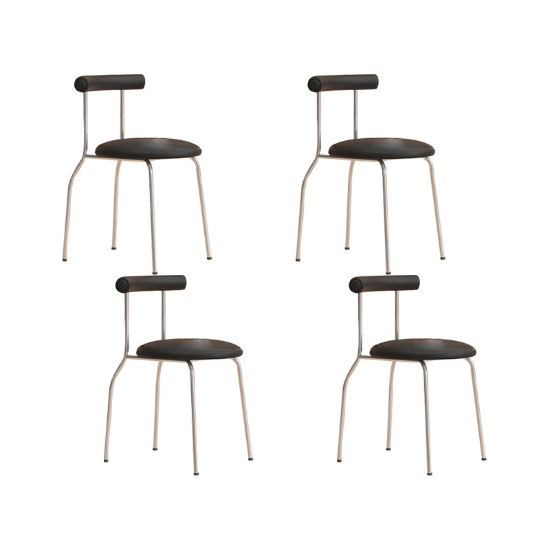 Modern Leather Side Chair Open Back Indoor Dining Chair for Home Black 4 Piece Set Clearhalo 'Dining Chairs' 'Dining Tables & Seating' 'dining_chair' 'furn' 'furn_dining_chair' 'Furniture' 'Kitchen & Dining Furniture' 6962501