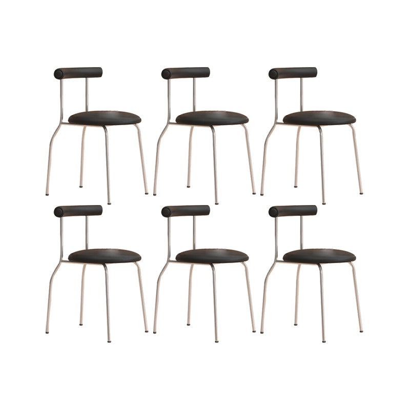 Modern Leather Side Chair Open Back Indoor Dining Chair for Home Black 6 Piece Set Clearhalo 'Dining Chairs' 'Dining Tables & Seating' 'dining_chair' 'furn' 'furn_dining_chair' 'Furniture' 'Kitchen & Dining Furniture' 6962502