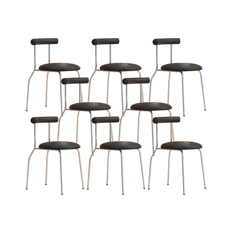 Modern Leather Side Chair Open Back Indoor Dining Chair for Home Black 8 Piece Set Clearhalo 'Dining Chairs' 'Dining Tables & Seating' 'dining_chair' 'furn' 'furn_dining_chair' 'Furniture' 'Kitchen & Dining Furniture' 6962503