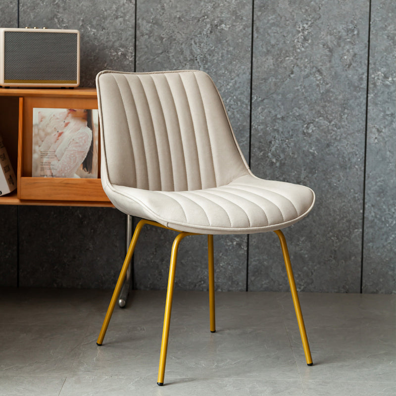 Glam Style Side Chair Faux Leather Gold Frame Dining Chair for Home Khaki 1 Piece Clearhalo 'Dining Chairs' 'Dining Tables & Seating' 'dining_chair' 'furn' 'furn_dining_chair' 'Furniture' 'Kitchen & Dining Furniture' 6962578