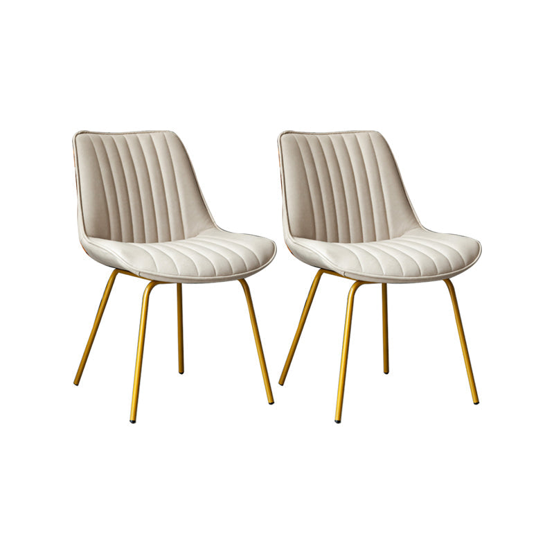 Glam Style Side Chair Faux Leather Gold Frame Dining Chair for Home Khaki 2 Piece Set Clearhalo 'Dining Chairs' 'Dining Tables & Seating' 'dining_chair' 'furn' 'furn_dining_chair' 'Furniture' 'Kitchen & Dining Furniture' 6962580