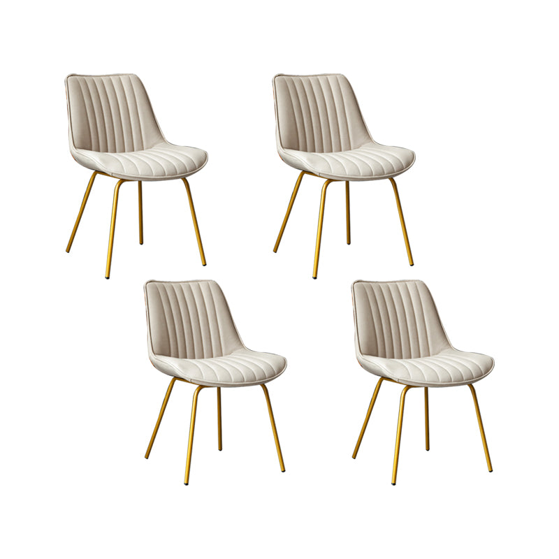 Glam Style Side Chair Faux Leather Gold Frame Dining Chair for Home Khaki 4 Piece Set Clearhalo 'Dining Chairs' 'Dining Tables & Seating' 'dining_chair' 'furn' 'furn_dining_chair' 'Furniture' 'Kitchen & Dining Furniture' 6962582