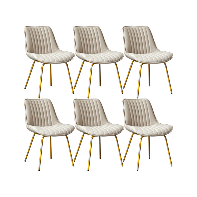 Glam Style Side Chair Faux Leather Gold Frame Dining Chair for Home Khaki 6 Piece Set Clearhalo 'Dining Chairs' 'Dining Tables & Seating' 'dining_chair' 'furn' 'furn_dining_chair' 'Furniture' 'Kitchen & Dining Furniture' 6962584