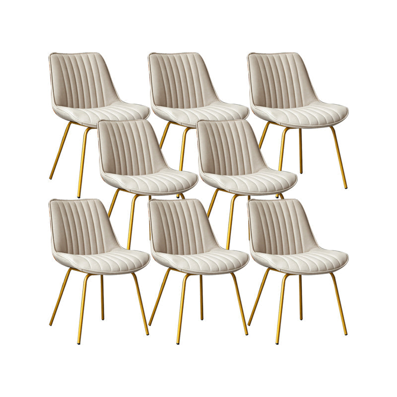 Glam Style Side Chair Faux Leather Gold Frame Dining Chair for Home Khaki 8 Piece Set Clearhalo 'Dining Chairs' 'Dining Tables & Seating' 'dining_chair' 'furn' 'furn_dining_chair' 'Furniture' 'Kitchen & Dining Furniture' 6962586