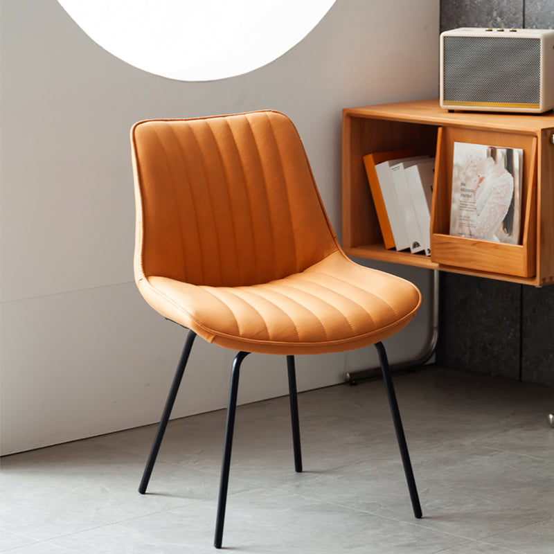 Glam Style Side Chair Faux Leather Gold Frame Dining Chair for Home Orange 1 Piece Clearhalo 'Dining Chairs' 'Dining Tables & Seating' 'dining_chair' 'furn' 'furn_dining_chair' 'Furniture' 'Kitchen & Dining Furniture' 6962587