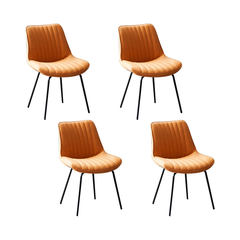Glam Style Side Chair Faux Leather Gold Frame Dining Chair for Home Orange 4 Piece Set Clearhalo 'Dining Chairs' 'Dining Tables & Seating' 'dining_chair' 'furn' 'furn_dining_chair' 'Furniture' 'Kitchen & Dining Furniture' 6962592