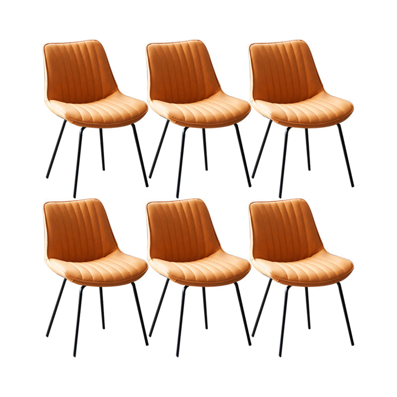 Glam Style Side Chair Faux Leather Gold Frame Dining Chair for Home Orange 6 Piece Set Clearhalo 'Dining Chairs' 'Dining Tables & Seating' 'dining_chair' 'furn' 'furn_dining_chair' 'Furniture' 'Kitchen & Dining Furniture' 6962594