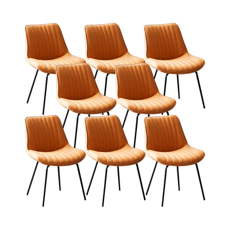Glam Style Side Chair Faux Leather Gold Frame Dining Chair for Home Orange 8 Piece Set Clearhalo 'Dining Chairs' 'Dining Tables & Seating' 'dining_chair' 'furn' 'furn_dining_chair' 'Furniture' 'Kitchen & Dining Furniture' 6962595
