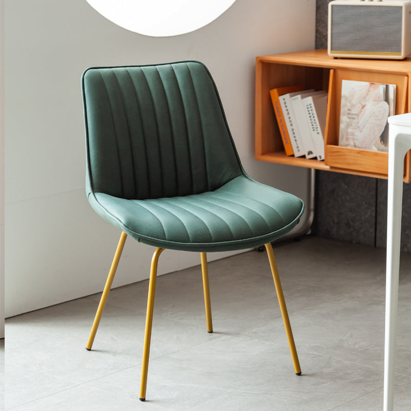 Glam Style Side Chair Faux Leather Gold Frame Dining Chair for Home Green 1 Piece Clearhalo 'Dining Chairs' 'Dining Tables & Seating' 'dining_chair' 'furn' 'furn_dining_chair' 'Furniture' 'Kitchen & Dining Furniture' 6962602