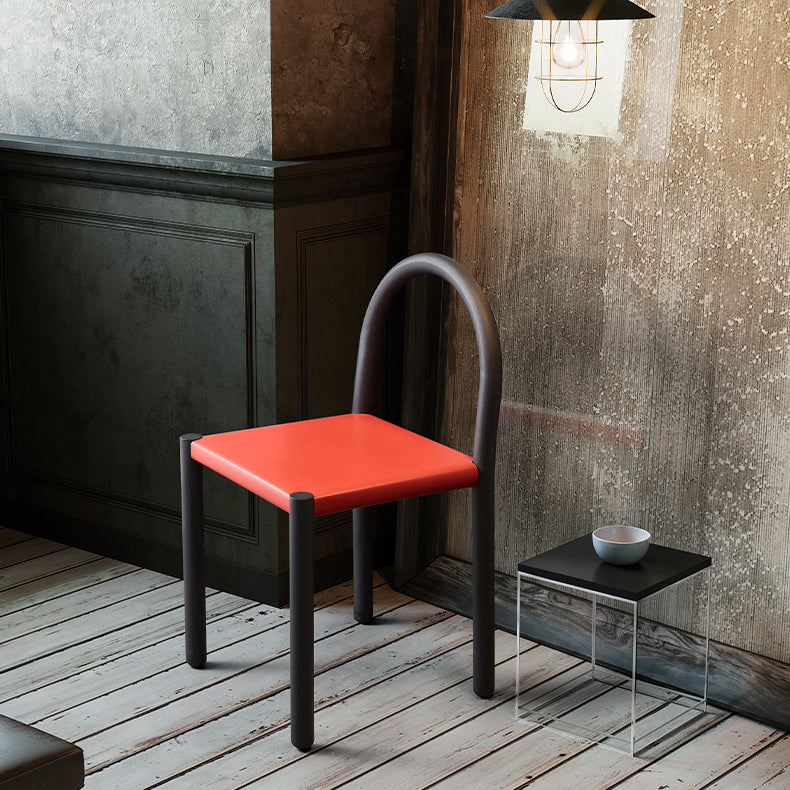 Modern Style Leather Side Chair Open Back Dining Chair for Home