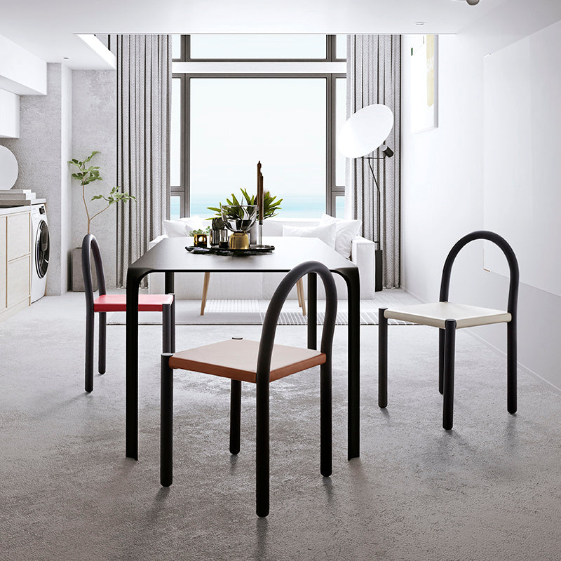 Modern Style Leather Side Chair Open Back Dining Chair for Home