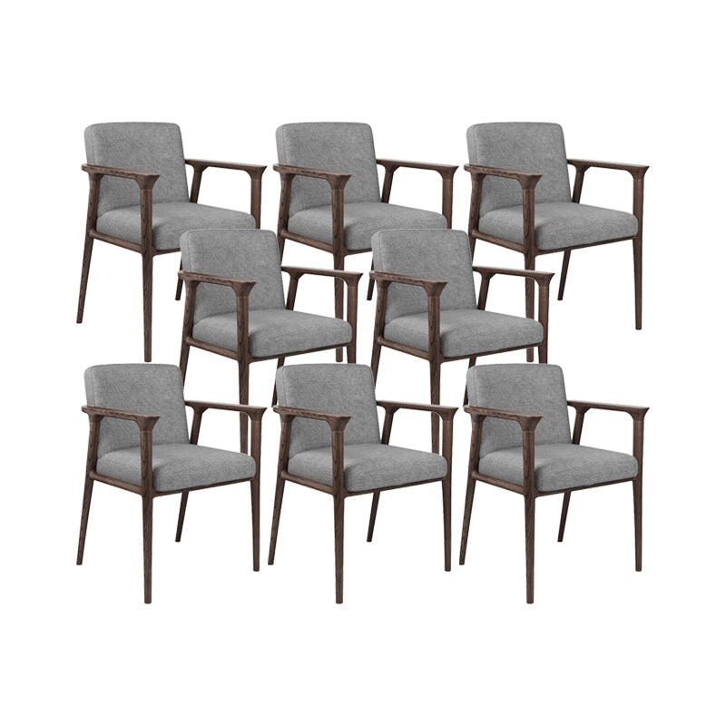 Solid Wood Arm Chair Upholstered Modern Dining Chair for Home Dark Gray 8 Piece Set Clearhalo 'Dining Chairs' 'Dining Tables & Seating' 'dining_chair' 'furn' 'furn_dining_chair' 'Furniture' 'Kitchen & Dining Furniture' 6962724