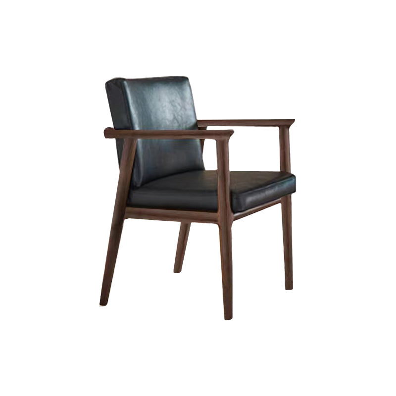Solid Wood Arm Chair Upholstered Modern Dining Chair for Home Black 1 Piece Clearhalo 'Dining Chairs' 'Dining Tables & Seating' 'dining_chair' 'furn' 'furn_dining_chair' 'Furniture' 'Kitchen & Dining Furniture' 6962725