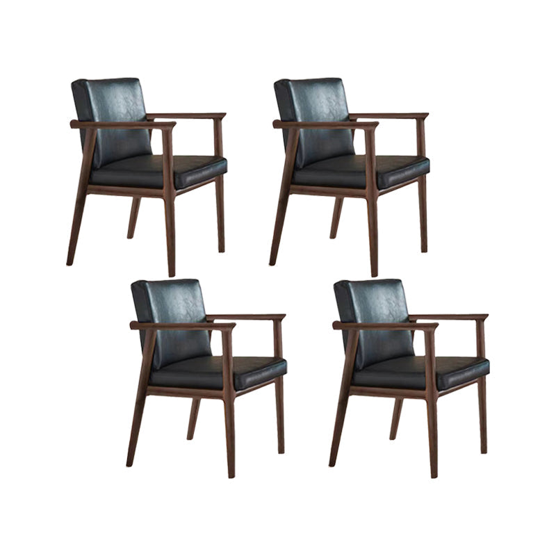 Solid Wood Arm Chair Upholstered Modern Dining Chair for Home Black 4 Piece Set Clearhalo 'Dining Chairs' 'Dining Tables & Seating' 'dining_chair' 'furn' 'furn_dining_chair' 'Furniture' 'Kitchen & Dining Furniture' 6962729