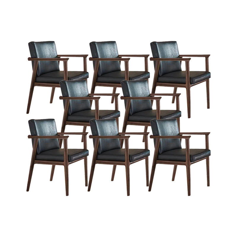 Solid Wood Arm Chair Upholstered Modern Dining Chair for Home Black 8 Piece Set Clearhalo 'Dining Chairs' 'Dining Tables & Seating' 'dining_chair' 'furn' 'furn_dining_chair' 'Furniture' 'Kitchen & Dining Furniture' 6962733