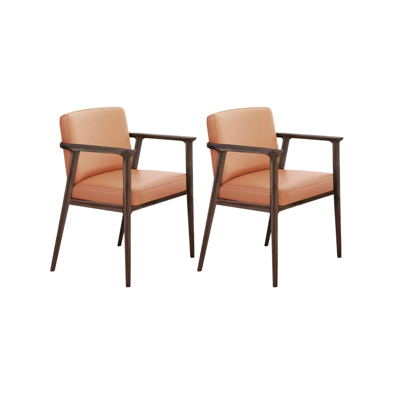 Solid Wood Arm Chair Upholstered Modern Dining Chair for Home Orange 2 Piece Set Clearhalo 'Dining Chairs' 'Dining Tables & Seating' 'dining_chair' 'furn' 'furn_dining_chair' 'Furniture' 'Kitchen & Dining Furniture' 6962735