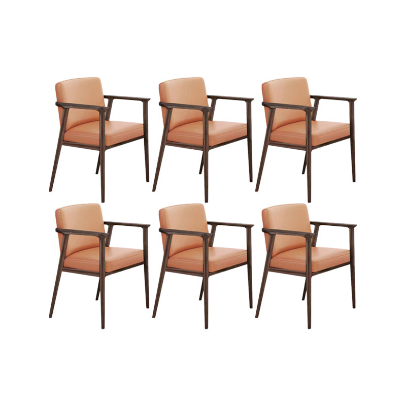 Solid Wood Arm Chair Upholstered Modern Dining Chair for Home Orange 6 Piece Set Clearhalo 'Dining Chairs' 'Dining Tables & Seating' 'dining_chair' 'furn' 'furn_dining_chair' 'Furniture' 'Kitchen & Dining Furniture' 6962737