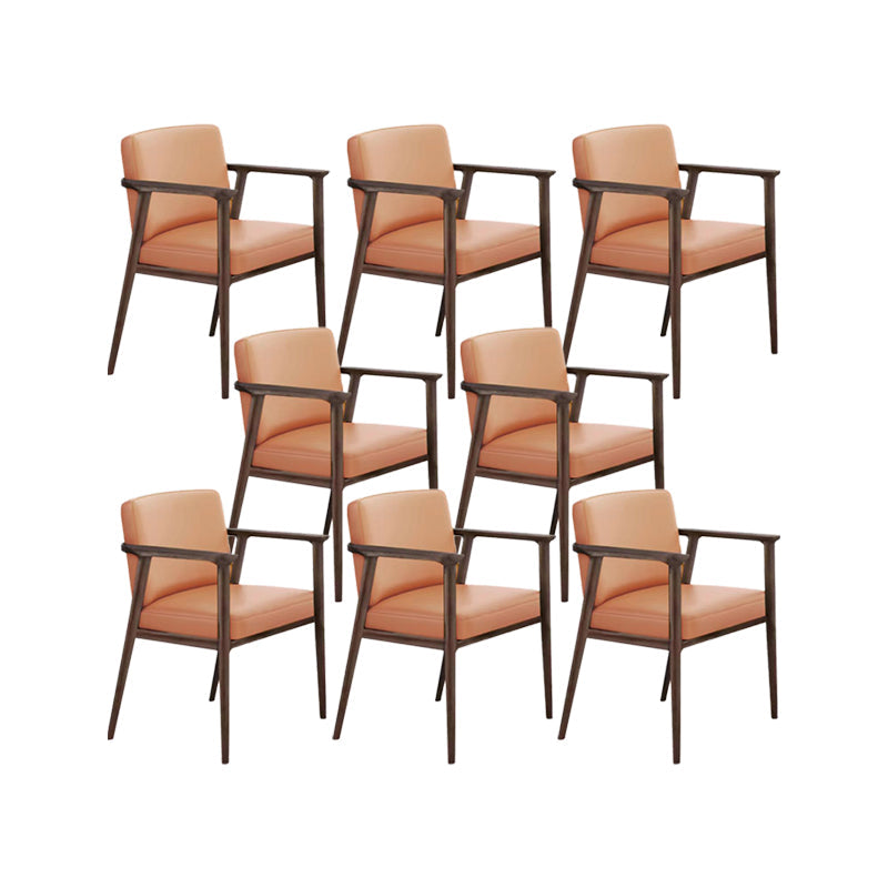 Solid Wood Arm Chair Upholstered Modern Dining Chair for Home Orange 8 Piece Set Clearhalo 'Dining Chairs' 'Dining Tables & Seating' 'dining_chair' 'furn' 'furn_dining_chair' 'Furniture' 'Kitchen & Dining Furniture' 6962738