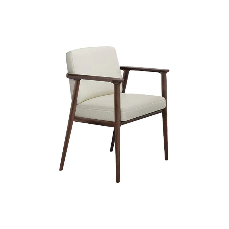 Solid Wood Arm Chair Upholstered Modern Dining Chair for Home Off-White 1 Piece Clearhalo 'Dining Chairs' 'Dining Tables & Seating' 'dining_chair' 'furn' 'furn_dining_chair' 'Furniture' 'Kitchen & Dining Furniture' 6962739