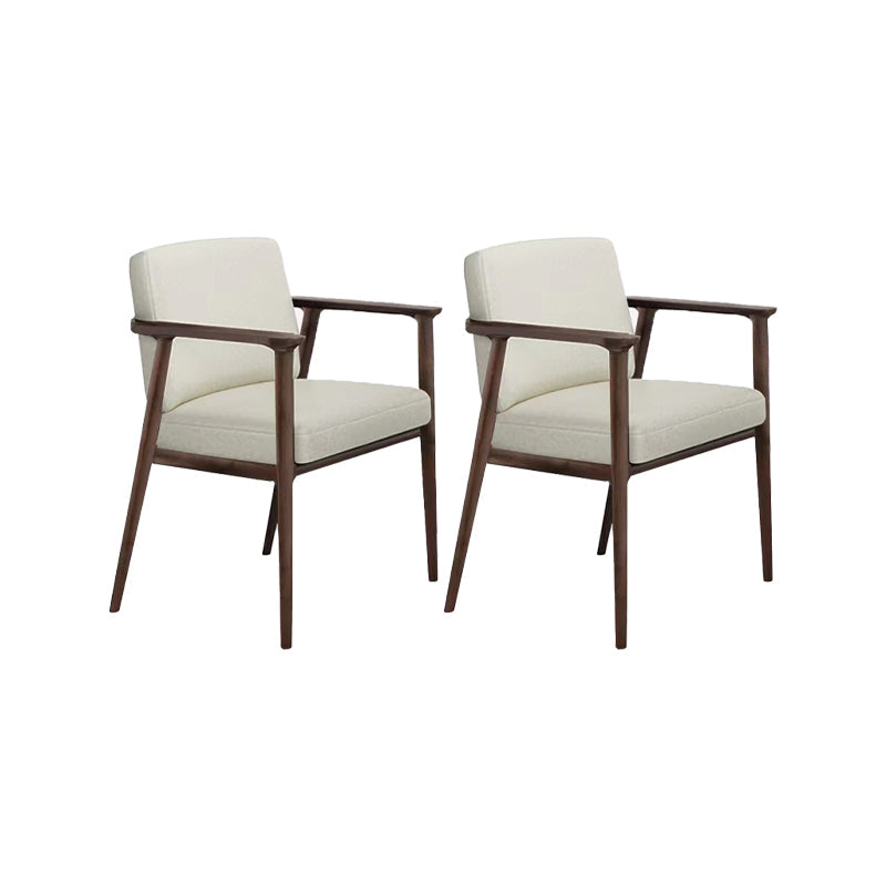 Solid Wood Arm Chair Upholstered Modern Dining Chair for Home Off-White 2 Piece Set Clearhalo 'Dining Chairs' 'Dining Tables & Seating' 'dining_chair' 'furn' 'furn_dining_chair' 'Furniture' 'Kitchen & Dining Furniture' 6962740