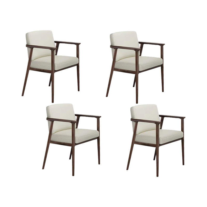Solid Wood Arm Chair Upholstered Modern Dining Chair for Home Off-White 4 Piece Set Clearhalo 'Dining Chairs' 'Dining Tables & Seating' 'dining_chair' 'furn' 'furn_dining_chair' 'Furniture' 'Kitchen & Dining Furniture' 6962741