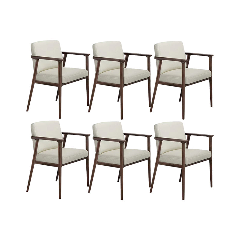 Solid Wood Arm Chair Upholstered Modern Dining Chair for Home Off-White 6 Piece Set Clearhalo 'Dining Chairs' 'Dining Tables & Seating' 'dining_chair' 'furn' 'furn_dining_chair' 'Furniture' 'Kitchen & Dining Furniture' 6962742