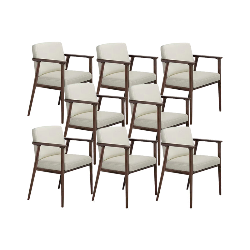 Solid Wood Arm Chair Upholstered Modern Dining Chair for Home Off-White 8 Piece Set Clearhalo 'Dining Chairs' 'Dining Tables & Seating' 'dining_chair' 'furn' 'furn_dining_chair' 'Furniture' 'Kitchen & Dining Furniture' 6962743