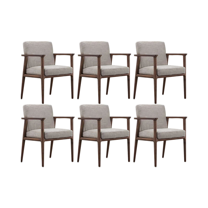 Solid Wood Arm Chair Upholstered Modern Dining Chair for Home Light Gray 6 Piece Set Clearhalo 'Dining Chairs' 'Dining Tables & Seating' 'dining_chair' 'furn' 'furn_dining_chair' 'Furniture' 'Kitchen & Dining Furniture' 6962752
