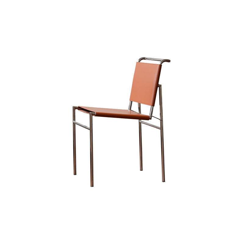 Modern Style Side Chair Faux Leather Open Back Dining Chair for Home Brown 1 Piece Clearhalo 'Dining Chairs' 'Dining Tables & Seating' 'dining_chair' 'furn' 'furn_dining_chair' 'Furniture' 'Kitchen & Dining Furniture' 6962808