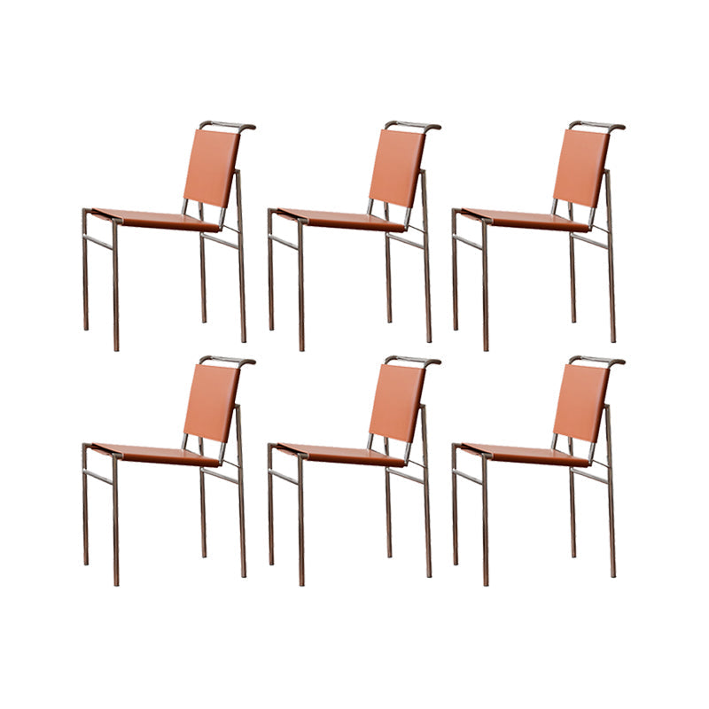 Modern Style Side Chair Faux Leather Open Back Dining Chair for Home Brown 6 Piece Set Clearhalo 'Dining Chairs' 'Dining Tables & Seating' 'dining_chair' 'furn' 'furn_dining_chair' 'Furniture' 'Kitchen & Dining Furniture' 6962814