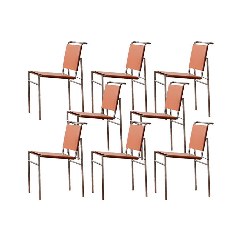 Modern Style Side Chair Faux Leather Open Back Dining Chair for Home Brown 8 Piece Set Clearhalo 'Dining Chairs' 'Dining Tables & Seating' 'dining_chair' 'furn' 'furn_dining_chair' 'Furniture' 'Kitchen & Dining Furniture' 6962816